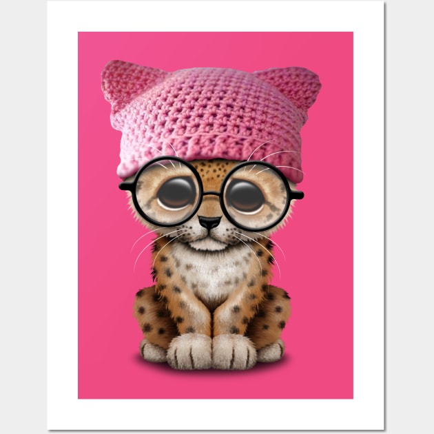 Cute Leopard Cub Wearing Pussy Hat Wall Art by jeffbartels